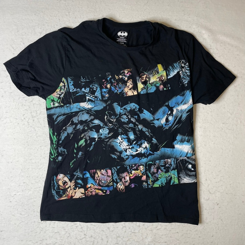 DC Comics Batman Graphic T Shirt Black Size Large Men Boys Justice‎ League